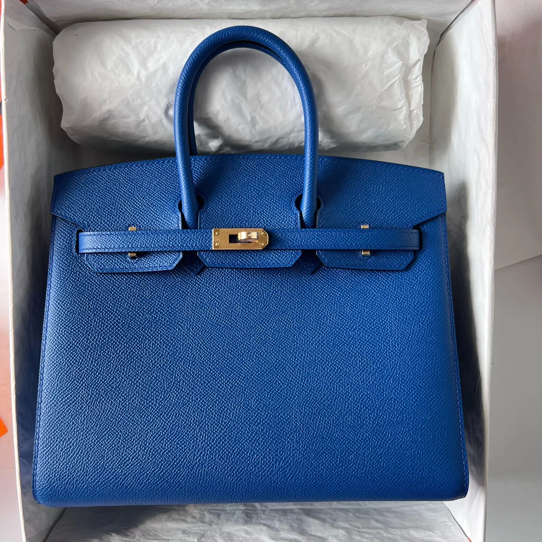 반수공 에르메스 버킨백 25 프렌치블루 금장 엡송