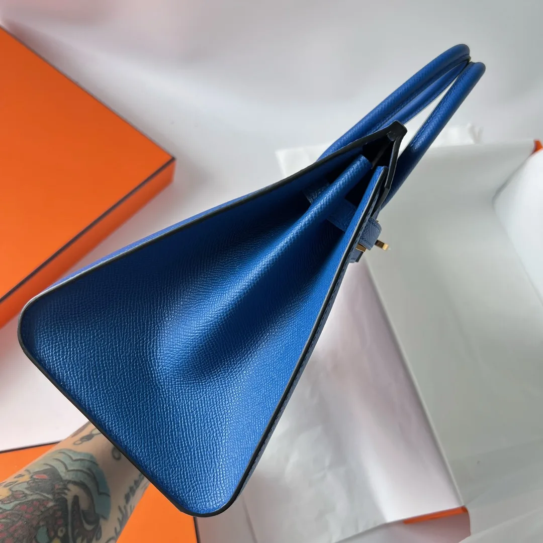 반수공 에르메스 버킨백 25 프렌치블루 금장 엡송