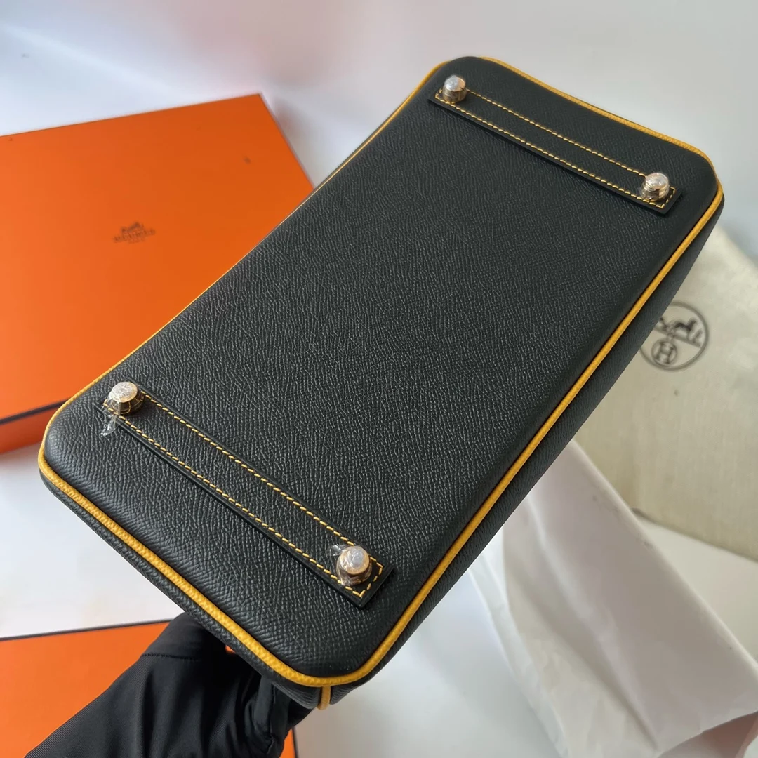 반수공 에르메스 버킨백 30 블랙 앰버 금장 스티치 토고가죽