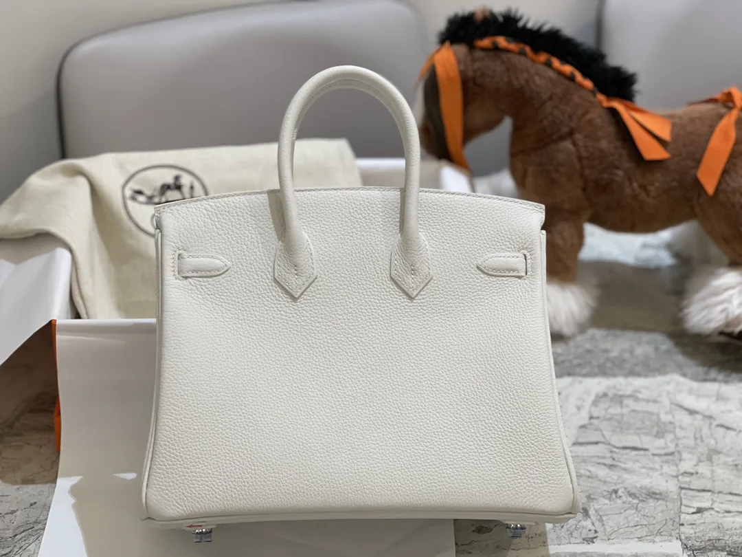 반수공 에르메스 버킨백 25 화이트 은장 토고가죽
