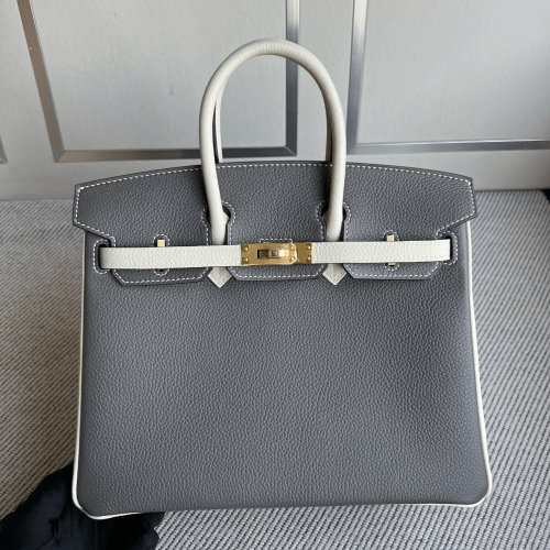 반수공 에르메스 버킨백 25 그레이 화이트 금장 엡송