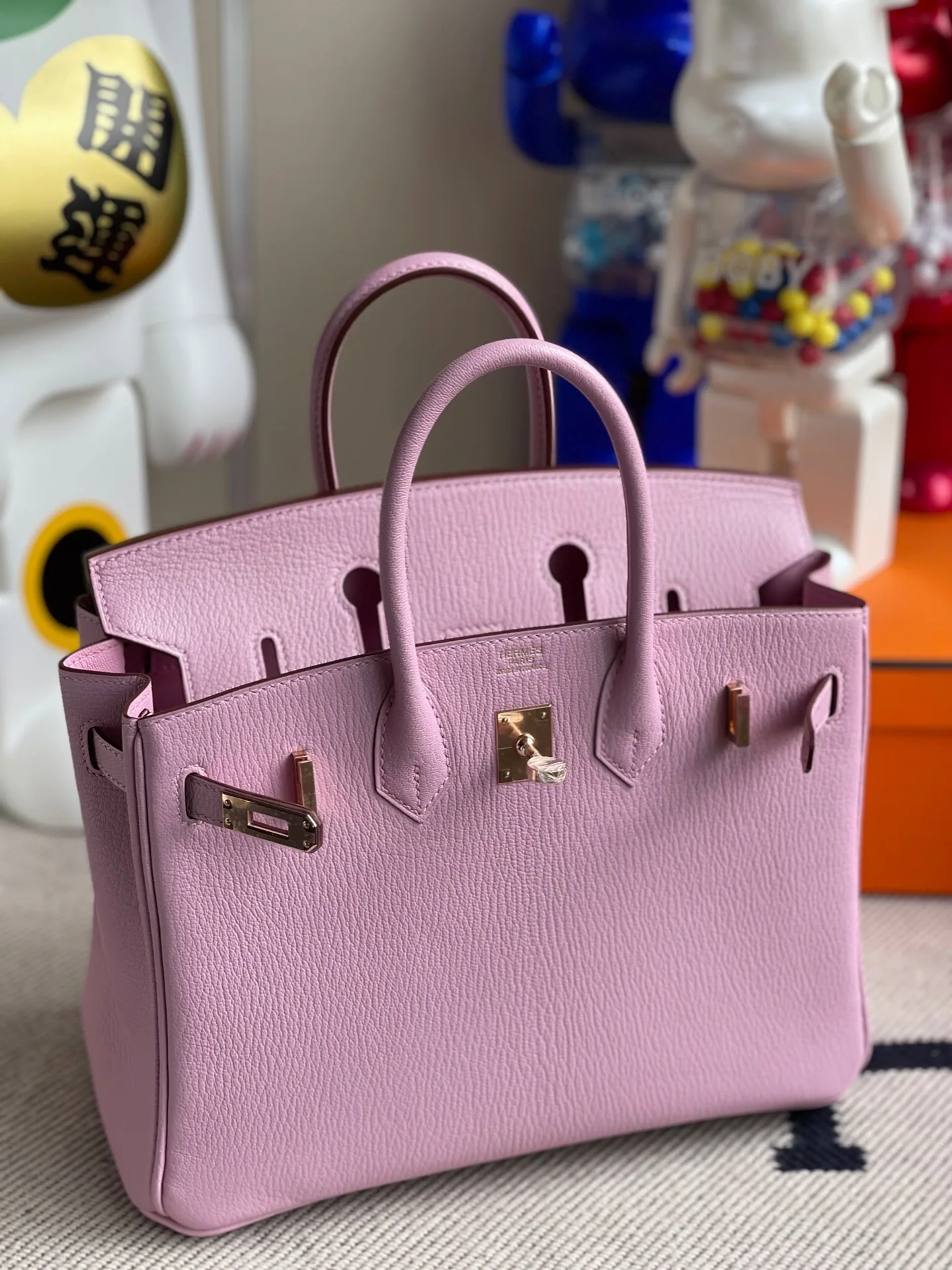 반수공 에르메스 버킨백 25 핑크퍼플 로즈골드 염소가죽