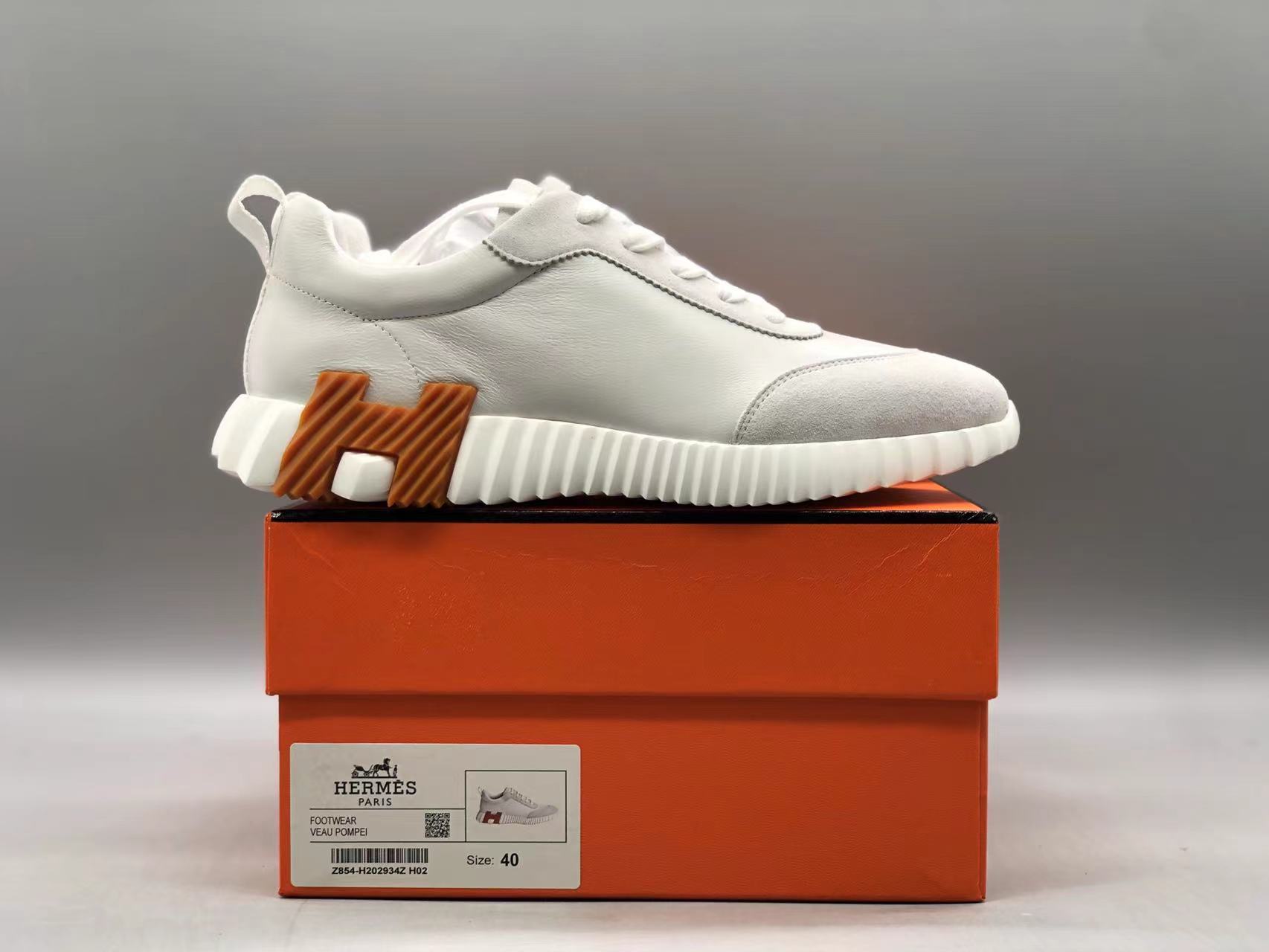 에르메스 바운싱 스니커즈 화이트 고트스킨 & 블랑