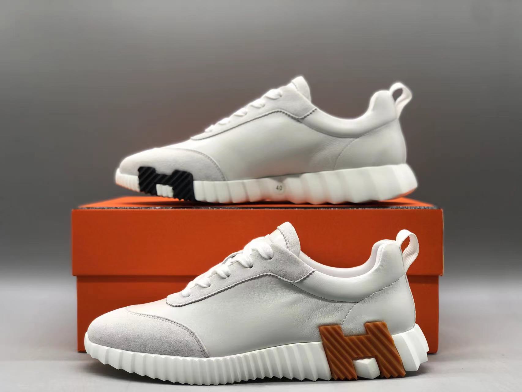 에르메스 바운싱 스니커즈 화이트 고트스킨 & 블랑