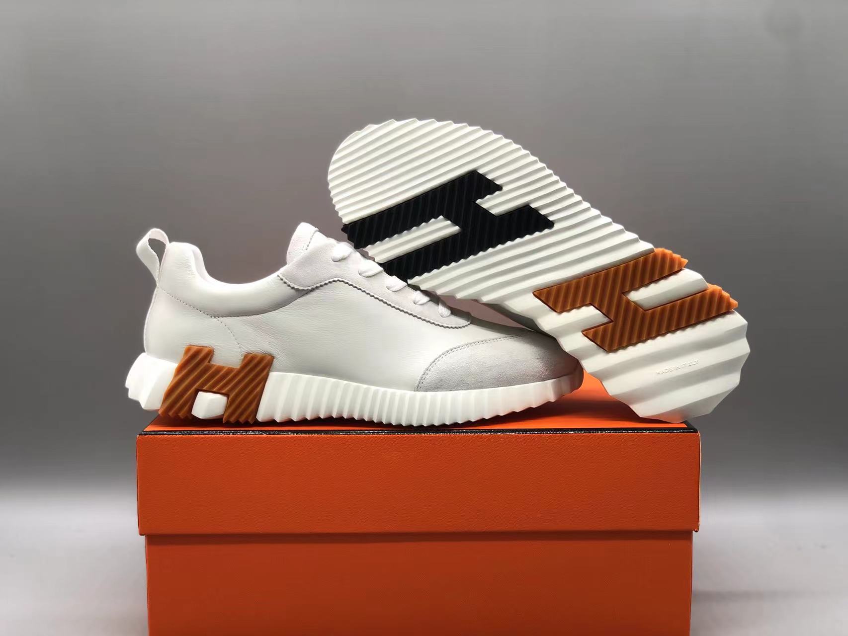 에르메스 바운싱 스니커즈 화이트 고트스킨 & 블랑