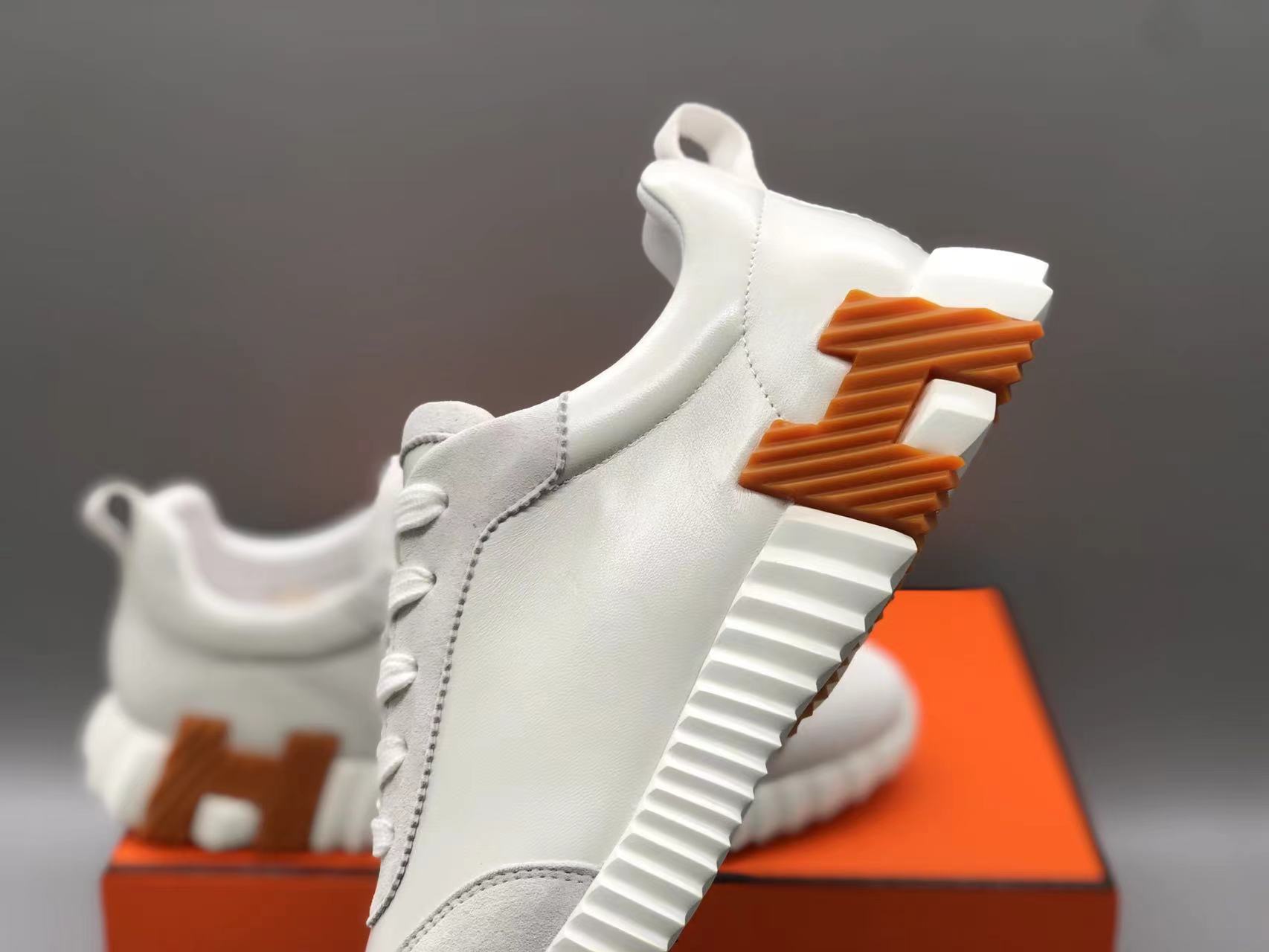 에르메스 바운싱 스니커즈 화이트 고트스킨 & 블랑