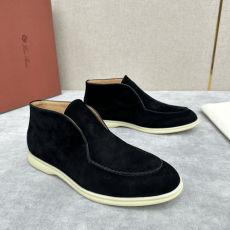 로로피아나 스웨이드 오픈 워크 처카 부츠 블랙