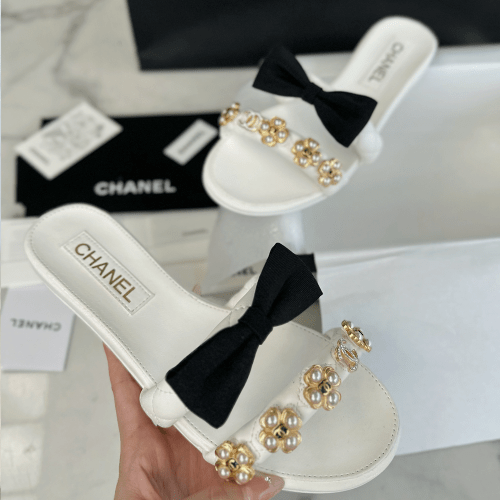 샤넬 에스파듀 벨크로 샌들 뮬 슬링백 화이트