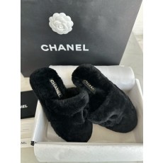 샤넬 시어링 테디 슬리퍼 블랙