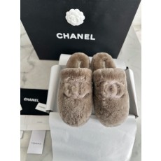 샤넬 시어링 테디 슬리퍼 카키