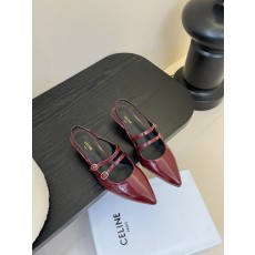 셀린느 25SS 오픈 버건디 유광 레더 샌들